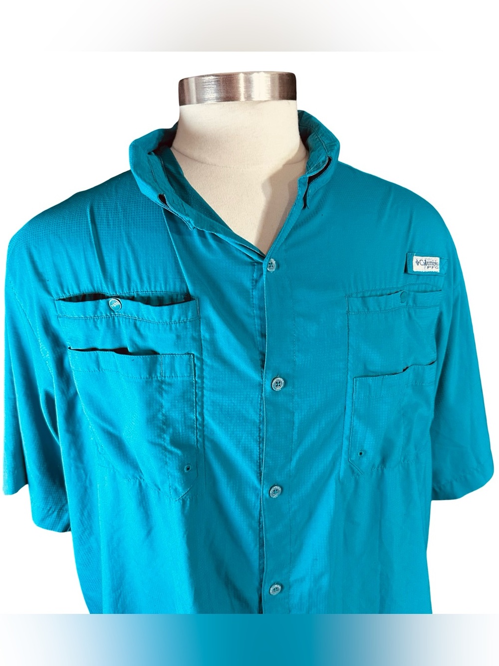 Columbia Men’s Teal Short-Sleeve Button Shirt Jacket